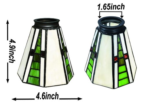 Tiffany Style Stained Glass Lamp Shades, Set of 2, Green and Red,HUIMEIJU HMJ6042 Tiffany lampshade replacement