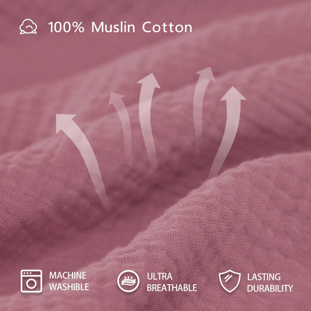 breebleep Muslin Swaddle Blankets for Baby Girl - 3 Pack 47x47 Inch Large Receiving Blankets, Soft Breathable Cotton Nursery Swaddles for Newborn, Infant & Todler, Pink