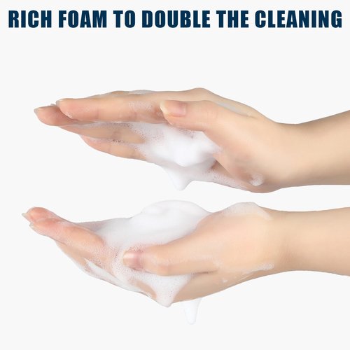 Doiliese Glass Foaming Hand Soap Dispenser, 10 oz Easy Refill Glass Soap Dispenser, Foam Dispenser with Stainless Steel Pump & Waterproof Labels, Clear Foam Soap Bottle for Bathroom Countertop