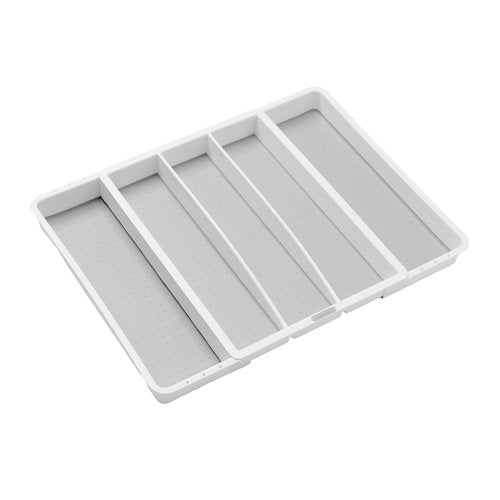 madesmart Expandable Utensil Tray-White | Classic Collection | 5-Compartments | Kitchen Organizer | Soft-Grip Lining and Non-Slip Rubber Feet | Easy to Clean | BPA-Free
