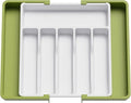 Lifewit Expandable Silverware Drawer Organizer - BPA-Free Utensil Tray for Kitchen | Adjustable 13-22 x 15" Green & White