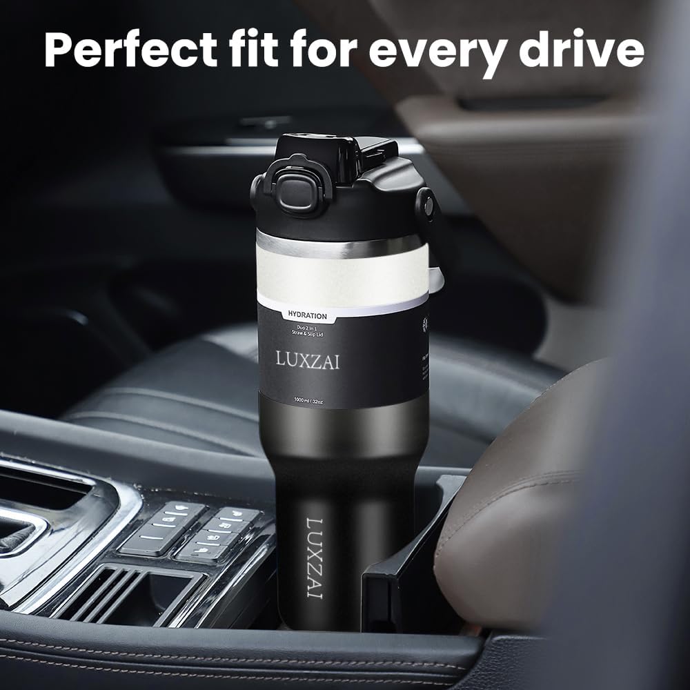 Skiennix 32 Oz Insulated Stainless Steel Tumbler - Leak-Proof Travel Mug with Handle & 2-in-1 Lid