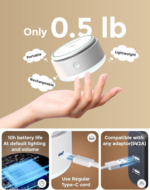 Momcozy Sound Machine - 20 Soothing Sounds & Touch Warm Light | Portable White Noise for Sleep & Travel