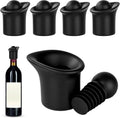 4pcs Black Wine Stopper，Red Wine Saver for Red Wine, Baijiu and Champagne with Filtration Pouring Function