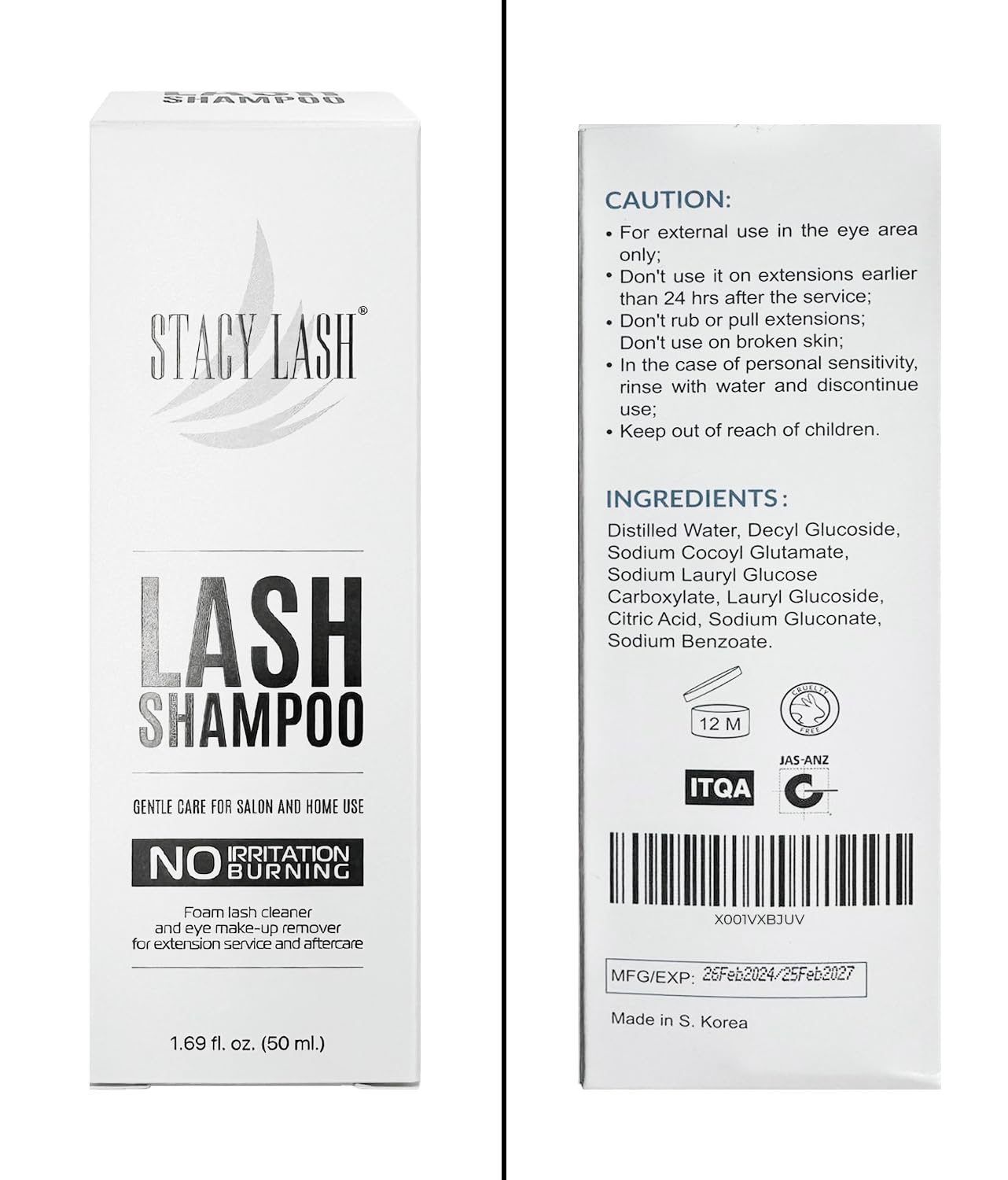 STACY LASH Eyelash Extension Shampoo - Foaming Cleanser & Brush | 1.69 fl. oz (50ml) for Safe Makeup Removal