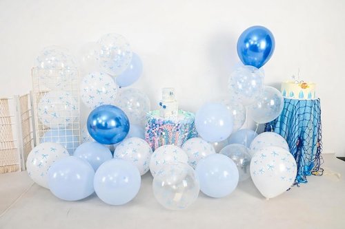 Blue Bow Balloons - 30 Pcs 12-Inch Blue & White Balloons for Bachelorette Party Decorations