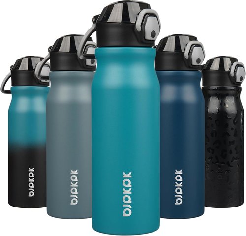 BJPKPK Stainless Steel Water Bottle - Insulated 25oz Thermal Flask with Straw Lid | Keeps Drinks Hot & Cold, Laguna