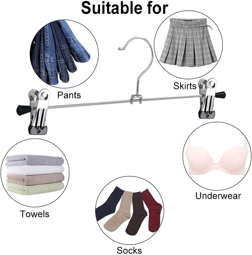 Northern Brothers Heavy-Duty Pants Hangers with Clips - Adjustable 20-Pack for Space-Saving Closet Organization