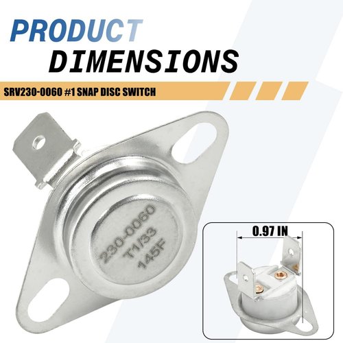 2-Pack SRV230-0060#1 Snap Disc Switch - 145°F Convection Blower Sensor Compatible with Quadra-Fire Pellet/Wood Stoves Replaces 812-0320