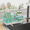 Cisily Kitchen Sink Caddy Organizer - Durable 304 Stainless Steel with High Brush Holder | Teal, 9.25”