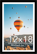 JCJMY 12x18 Picture Frame - Versatile Display for 11x17 Photos with Mat or 12x18 Without Mat | Black