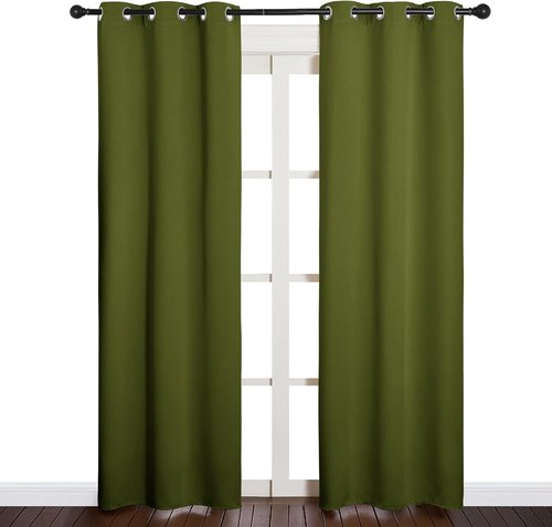 NICETOWN Blackout Curtain Panels - Thermal Insulated Drapes for Christmas | Olive Green, 34x84 Inches (One Pair)