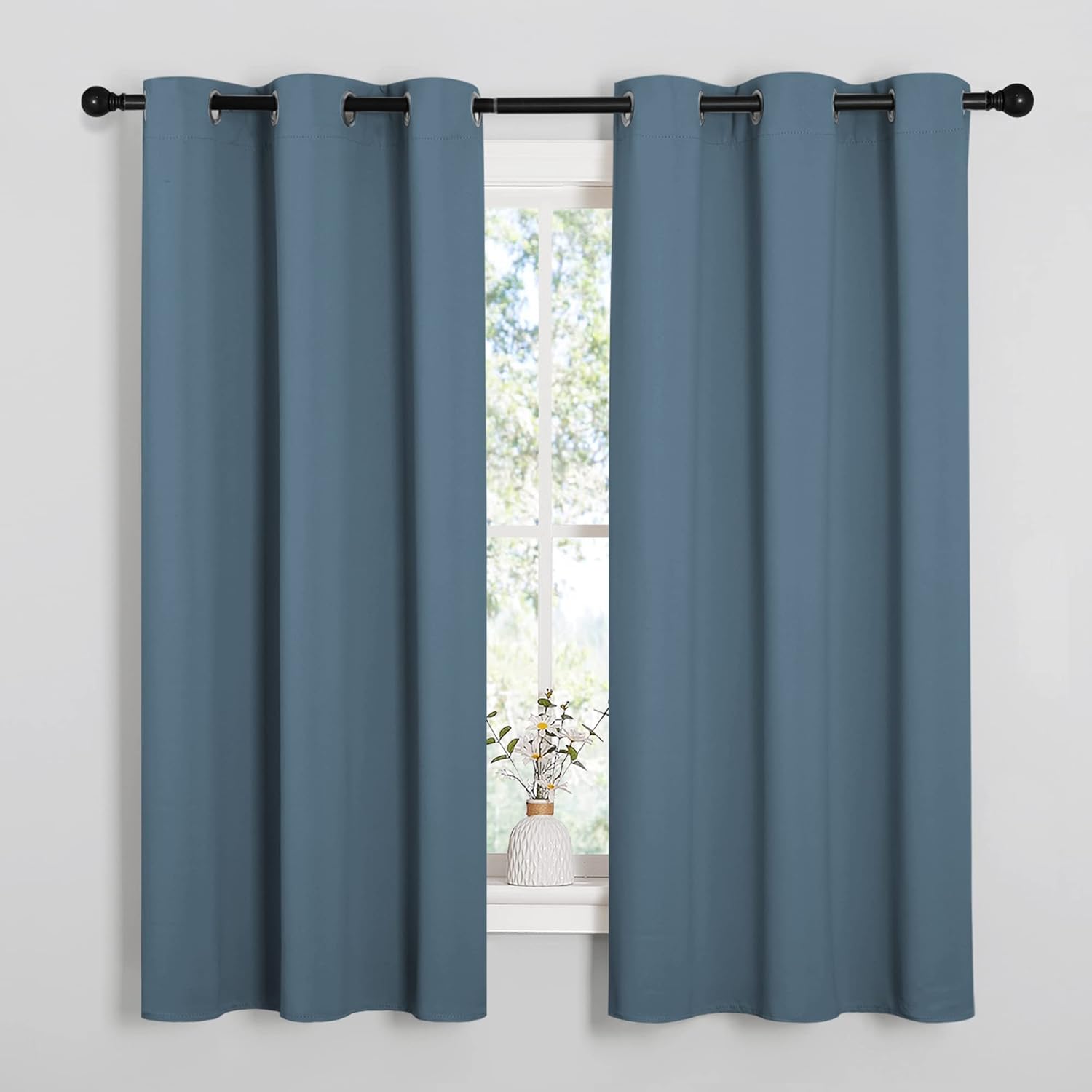 NICETOWN Smoky Blue Blackout Curtains - Thermal Insulated Drapes for Small Windows | 45" Length, 34" Wide, 2 Panels