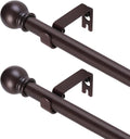 GXOACKJ Heavy-Duty Metal Curtain Rod Set - 2 Pack Brown, Adjustable 32 to 62 Inch with Brackets