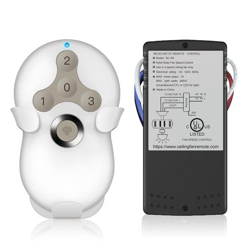 Universal Ceiling Fan Remote Control Kit, Compatible with Hunter, Harbor Breeze Hampton Bay, 3-Speed Control Fans with Dimmer, Remote Works with Hunter 99122 99123 99600