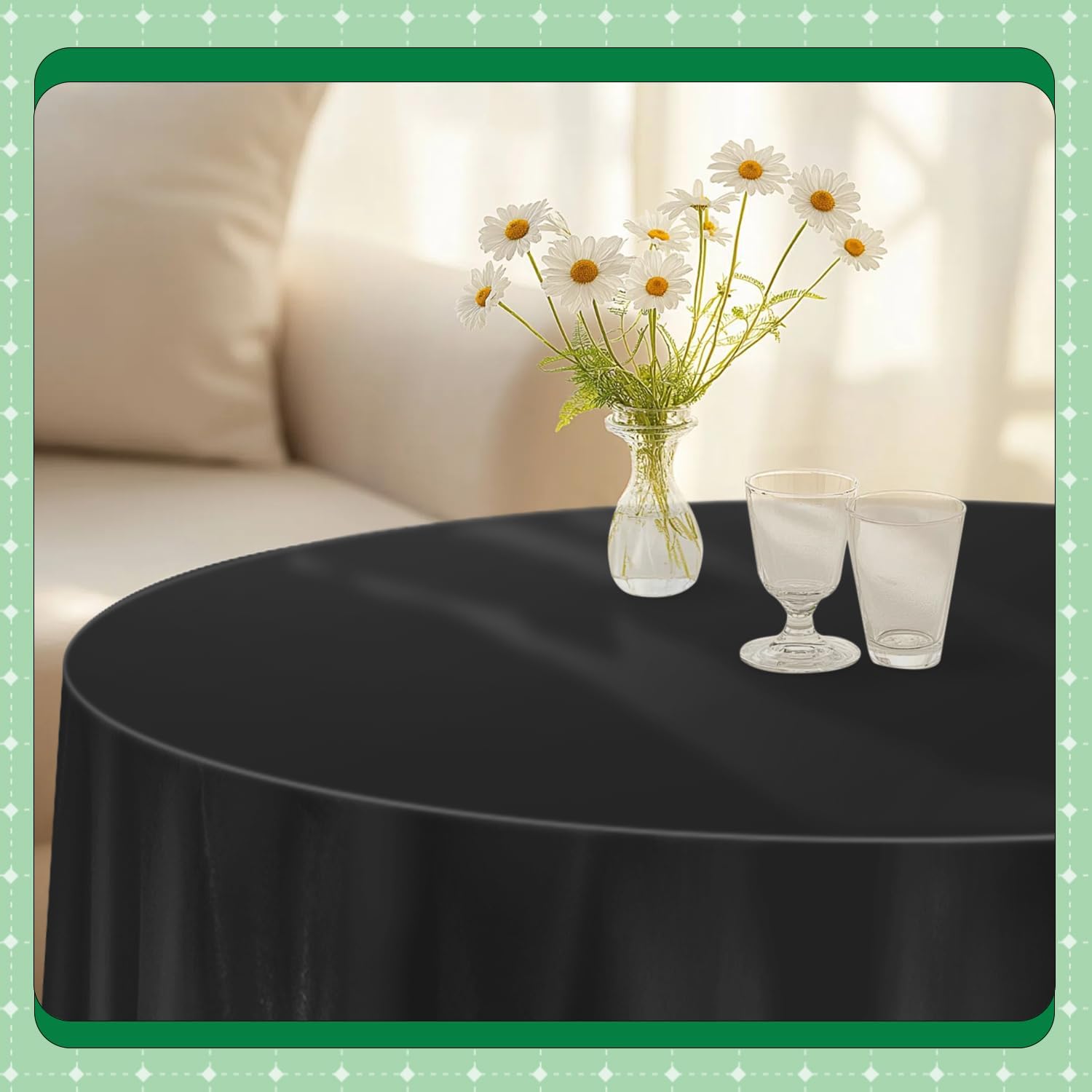 Skiennix 14-Pack Disposable Round Plastic Tablecloths - 84 Inch, Perfect for Parties & Events