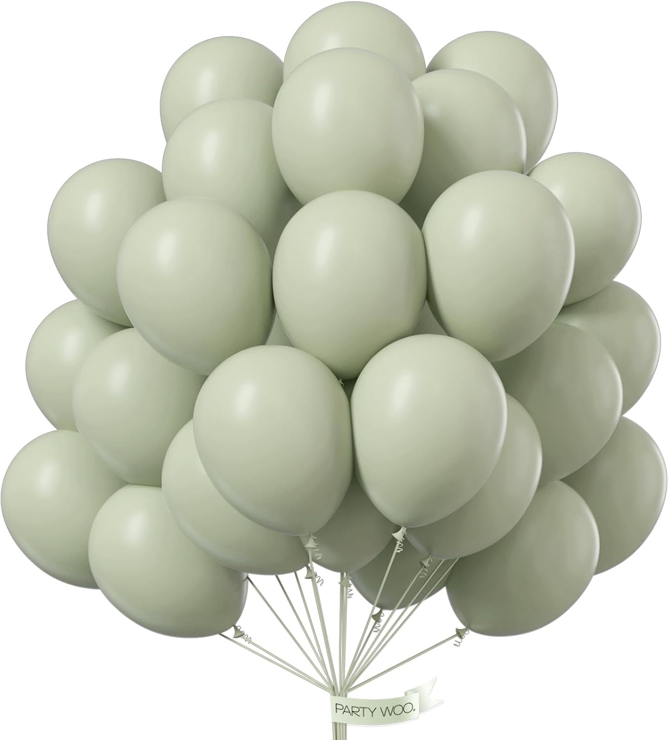 PartyWoo Sage Green Balloons - 101pcs 12 Inch Boho Dusty Olive Latex for Birthday & Wedding Decor