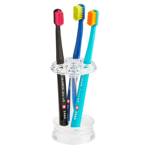 iDesign 4 Divided Sections for Bathroom or Vanity-Set of 2-Clear Toothbrush Holder, Pack of 2