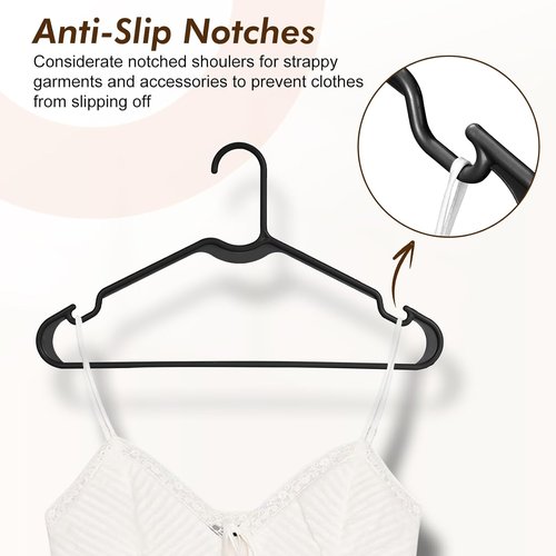 HOUSE DAY Black Plastic Hangers - 50 Pack Lightweight Slim Space-Saving Closet Organizers for Clothes