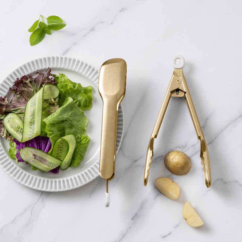 Compact Stainless Steel Mini Food Tongs Set - 2 Count