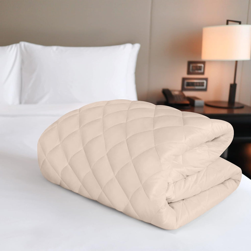Utopia Bedding Quilted Fitted Mattress Pad - Twin Size, Deep Pocket Protector, Machine Washable (Beige)