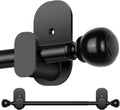 USFOOK No Drill Curtain Rods - 48 to 84 Inches | 5/8 Inch Adhesive Drapery Rod with Round Finials