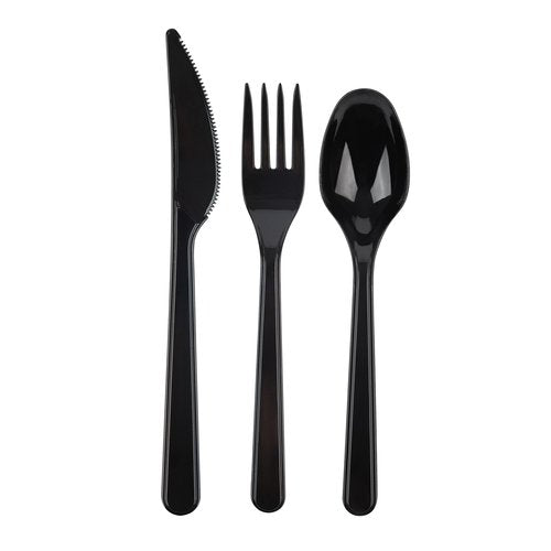 PlasticPro 200 Pack Heavy Weight Plastic Forks Black Disposable Forks Plastic Cutlery Set
