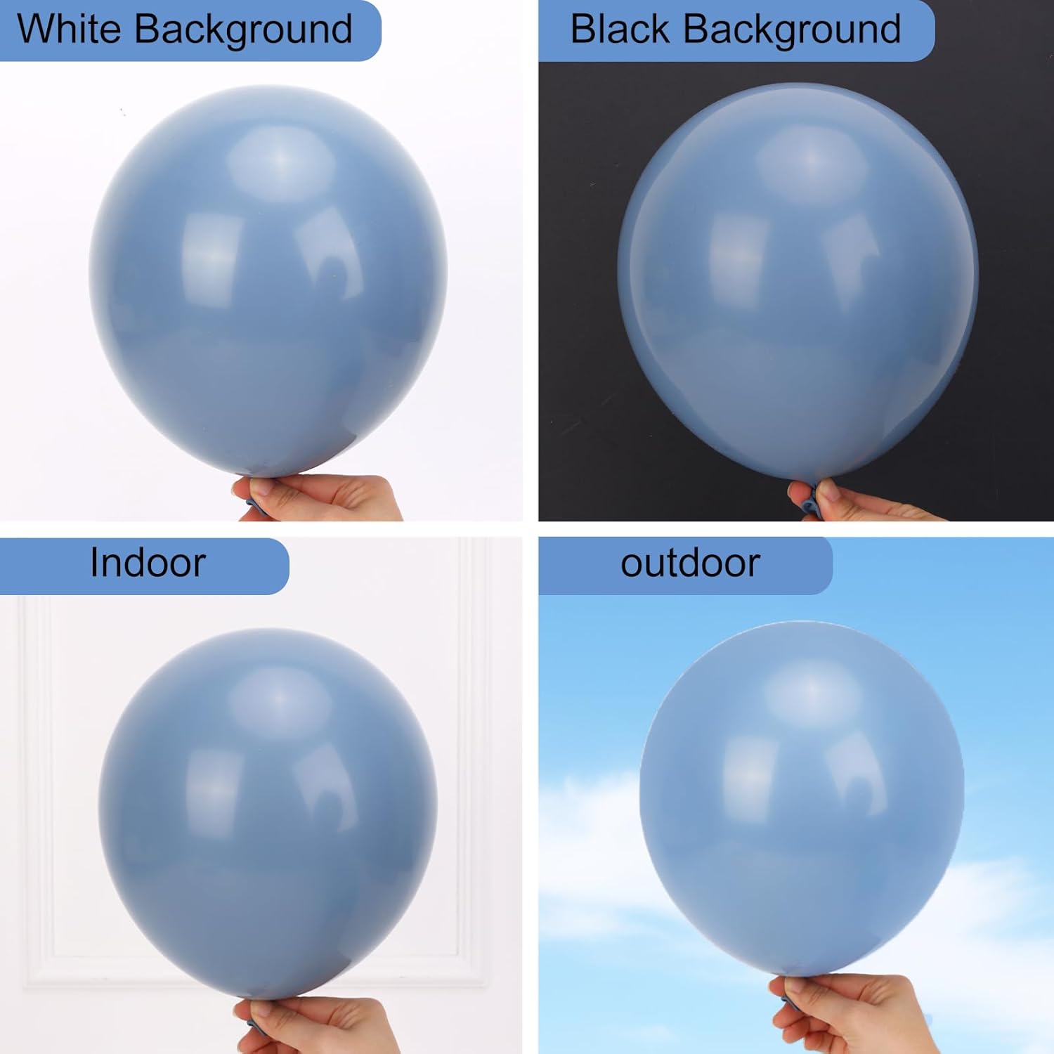 RUBFAC Dusty Blue Balloons - 129-Piece Latex Balloon Garland Kit for Weddings & Parties | Various Sizes 5-12 Inch