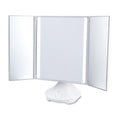 iHome Vanity Mirror with Lights and Wireless Speaker, Trifold Mirror with USB Charging (iCVBT40)