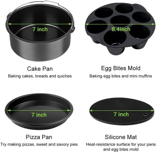 Gowise Air Fryer Accessories Set - 12-Piece Compatible Kit for 4-5.8 QT Models | Cosori, Phillips, Ninja, Cozyna