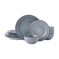 Pfaltzgraff Mystic 12 Piece Plates Bowls Dinnerware Set, Service for 4, Blue