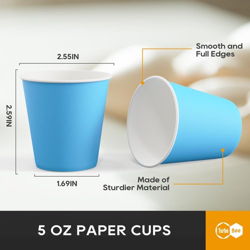 Turbo Bee 1200 Pack 5oz Disposable Paper Cups Bulk - Cold Beverage Water Cups for Parties, Offices, Events, Snacks and Mouthwash Use