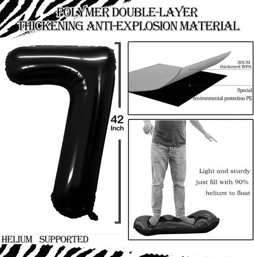 GOER Jumbo Number 27 Balloons - 42 Inch Foil Helium Balloons for 27th Birthday Party (Black)