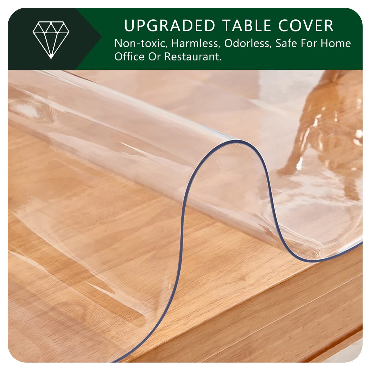 Square 48x48 Inch Desktop Cover Liners Table Protector Clear Plastic Tablecloths Wipeable Desk Pad Mat PVC Vinyl Dining Coffee Painting Tabletop Protection Pad Easy Clean Polyester Water Resistant