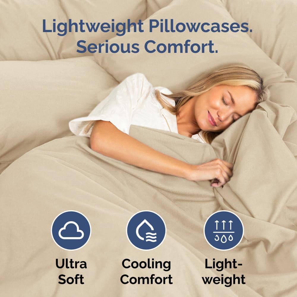 Queen Pillow Cases by Ultra Soft | Hotel Quality, Wrinkle-Free & Easy-Care - 10 Pcs Set in Cream