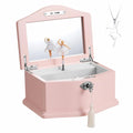 Lihou PapaQ Pink Ballerina Musical Jewelry Box for Girls, Wooden Jewelry Storage Chest with Mirror & Lock, Swan Lake Tune Spinning Ballerina Music Box, Ideal Kids Gift for Christmas & Holidays