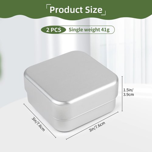 2PCS Aluminum Travel Soap Container with Lid Self Draining Soap Dish Metal Storage Rack, Square Portability Moisture Resistant Metal Soap Holder Home or Travel(3 x 3 x 1.5 Inch)