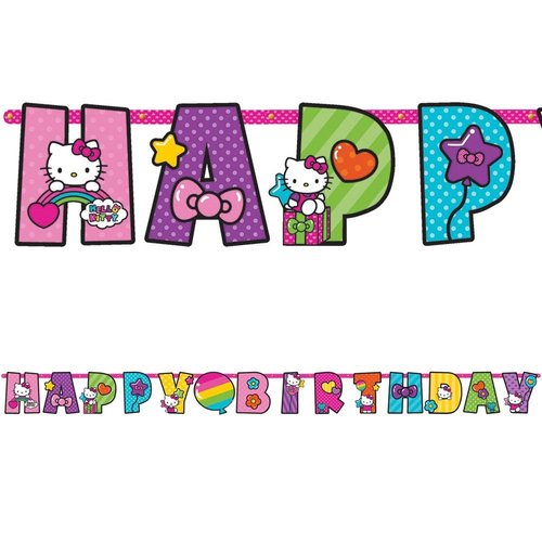 Jumbo Add-An-Age Letter Banner | Hello Kitty Rainbow Collection | Birthday, 10 1/2' x 10", Multicolor