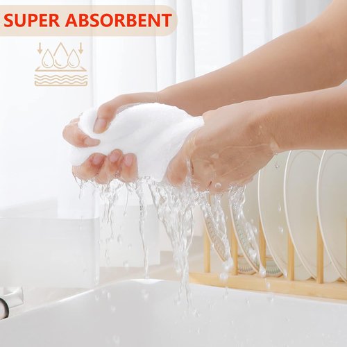 Homaxy 100% Cotton Dish Cloths - Ultra Soft & Absorbent Quick Drying Towels | 12x12 Inches, 18-Pack, White