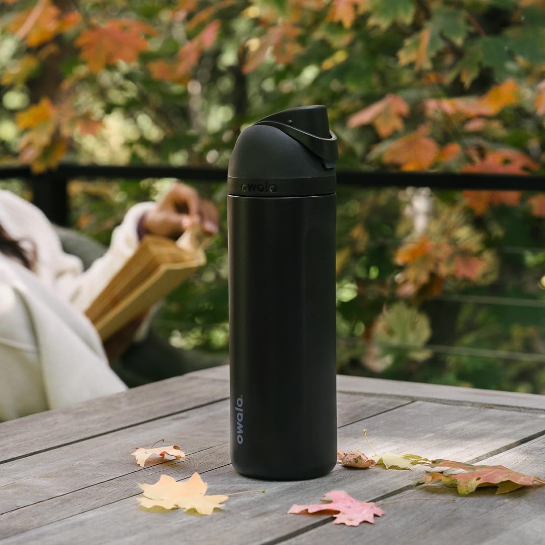 Owala FreeSip Insulated Stainless Steel Water Bottle - BPA-Free, 24 Oz, Perfect for Travel - Very Dark
