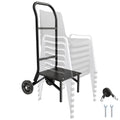 VEVOR Folding Chair Rack, 150 LBS Capacity, Heavy-Duty Chair Cart for Stacking 10 Chairs, Multi-Function Metal Chair Storage Dolly with Rubber Wheels, Push-Style Chair Holder, Matte Black