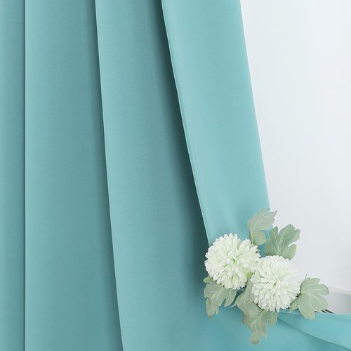 ChrisDowa Small Window Curtains - Thermal Insulated Grommet Room Darkening Panels, Aqua | 29 x 40 Inch