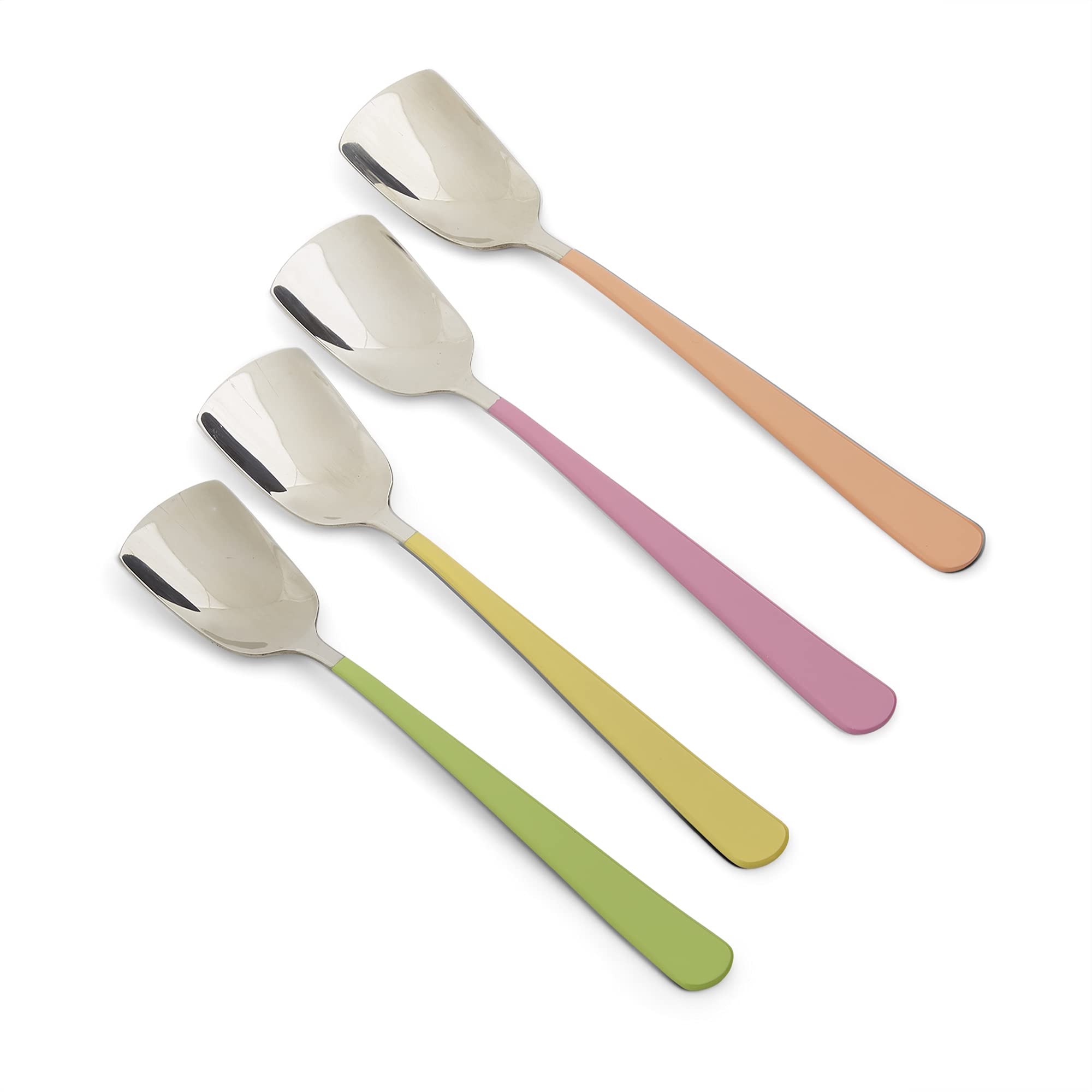 RSVP International Ice Cream Tool Collection, Dishwasher Safe, Large Handle, Colored Handle Spoons, 4 Piece