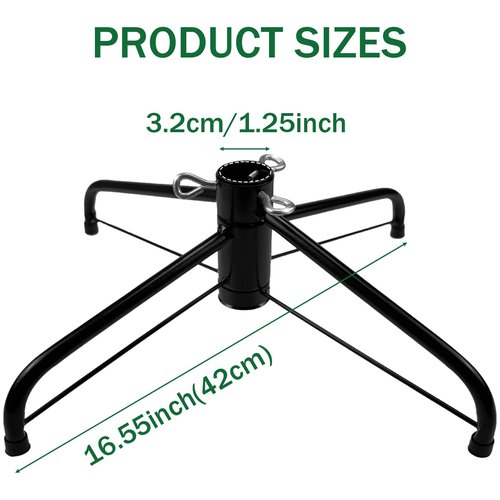 DIDOSJME Metal Chritstmas Tree Stand, 16.55 Inch Christmas Tree Stand for 3 to 7ft Christmas Trees,fits 0.5-1.35 inch Pole,Folding Christmas Tree Stand