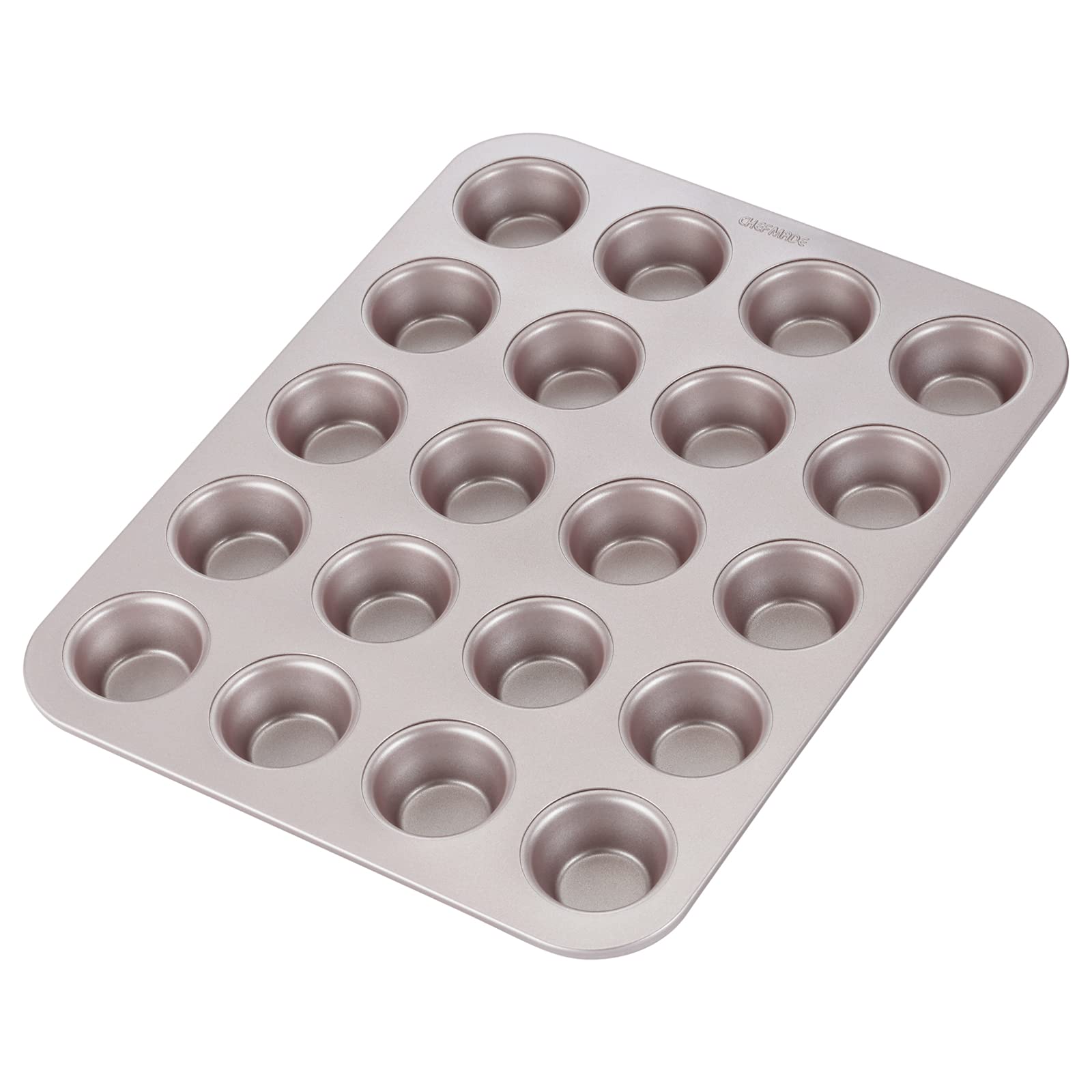 CHEFMADE Mini Muffin Pan, 20-Cavity Non-Stick Tiny Cupcake Pan Bakeware for Oven Baking (Champagne Gold)
