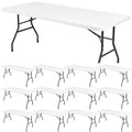 fani 12 Pcs Spandex Picnic Table Cloth, Elastic Fitted Tablecloths for 8 Foot Rectangle Tables, Washable Patio Table Top Cap Cover for Indoor, Outdoor, Camping, Banquet, Parties (White, 30"x96")