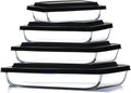EATEX 8-Piece Glass Casserole Dishes Set - Oven Safe Bakeware with Plastic Lids | Ideal for Lasagna & Leftovers