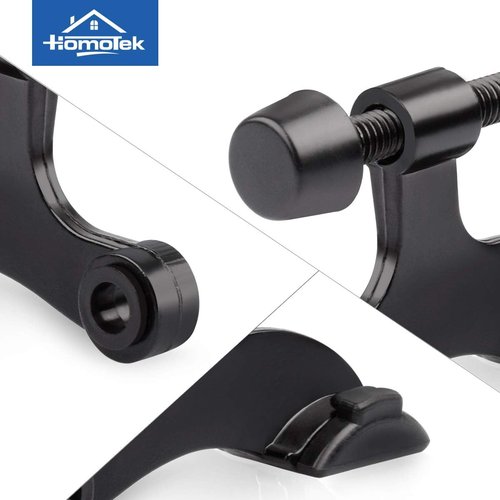 HOMOTEK Heavy Duty Adjustable Door Stopper - 2 Pack Black Hinge Pin Design | 2.5" x 1.75" with Rubber Bumpers