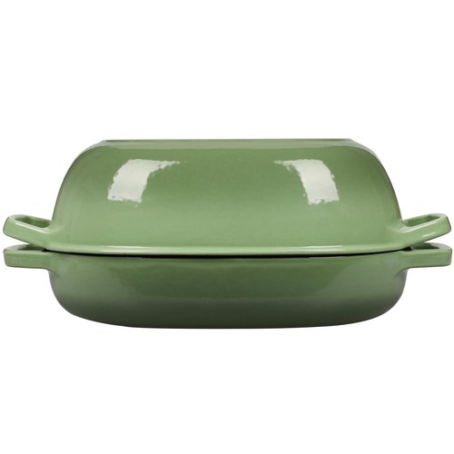 EDGING CASTING Enameled Cast Iron Oval Dutch Oven Pot with Lid, Dutch Oven for Sourdough Bread Baking, Oval Bread Pan, Bread Oven, Bread Dutch Oven, 7qt, Pistachio Green