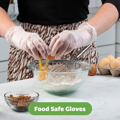GUSTO Clear Vinyl Plastic Gloves [100 Count] Latex-Free, Powder-Free, Food Safe Disposable Gloves for Cooking, Meal Prep, Cleaning & Everyday Use (Formerly Comfy Package)